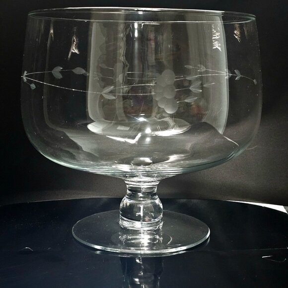 Princess House Heritage Pedastal Serving Bowl 8.5" salad parfait etched floral c - Picture 1 of 6